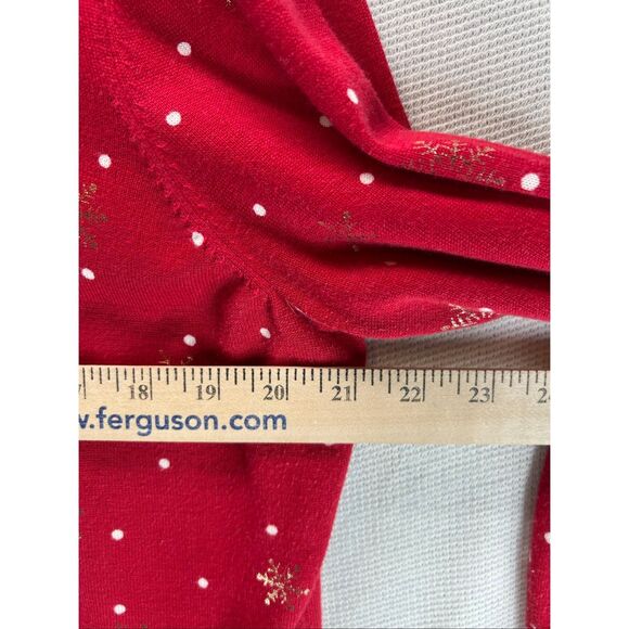 Lands’ End Supima Cotton Red Snowflake Cardigan Women’s L Holiday Sweater - Picture 7 of 10